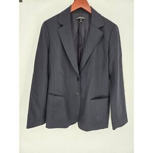 Lafayette 148 New York Black Smooth Wool Blazer Career Business Casual 10